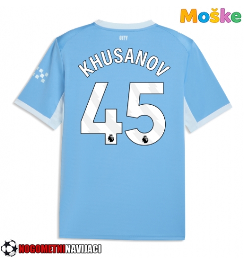 Moške Nogometnih dresov Manchester City Abdukodir Khusanov #45 Domači 2026-27 Kratki rokavi Moške Nogometnih dresov Manchester City Abdukodir Khusanov #45 Domači 2026-27 Kratki rokavi